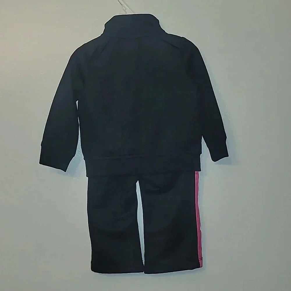 Girls size 12 months Puma tracksuit black pink white zip-up jacket pants LOT F3 - Picture 5 of 6